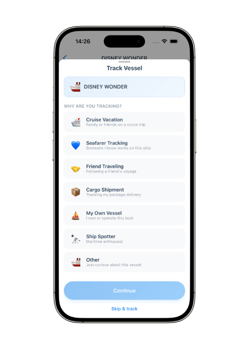 Personalize tracking on Primo Nautic app